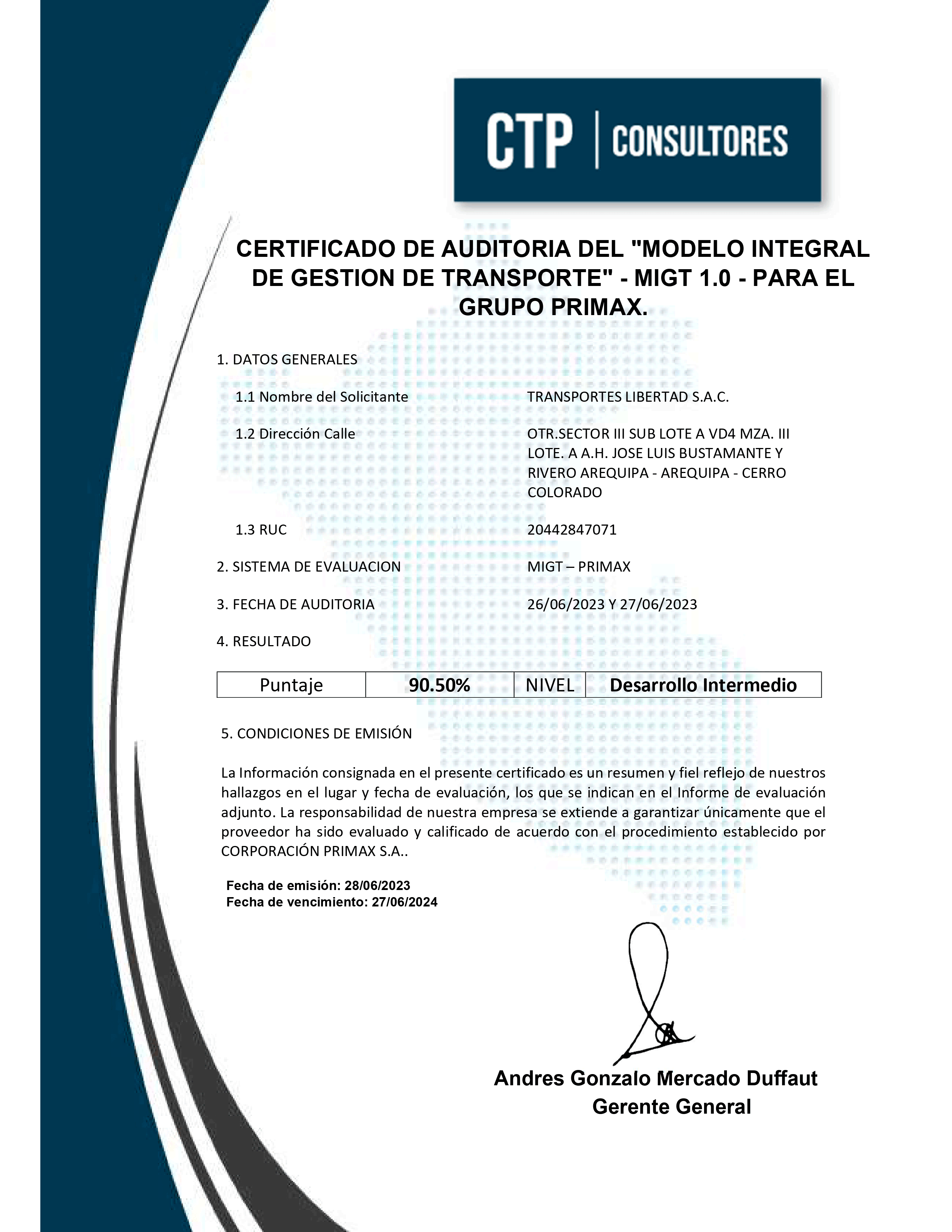 Certificado homologación PRIMAX